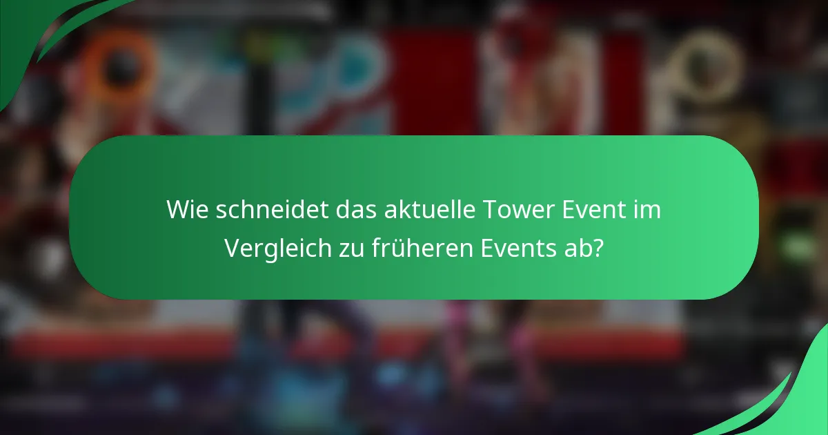 Wie schneidet das aktuelle Tower Event im Vergleich zu früheren Events ab?
