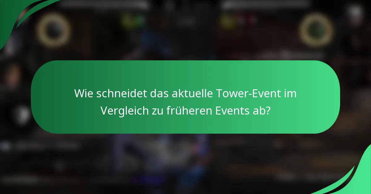 Wie schneidet das aktuelle Tower-Event im Vergleich zu früheren Events ab?
